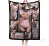 New Sphynx Lovers' Blanket, Hairless Canadian Cat Breed Fanciers Gift, Soft, Warm, Cozy Minky Fleece Blanket for Couch, Sofa & Bed (And For Keeping One's Own Skinfant Cat) 50"x40"