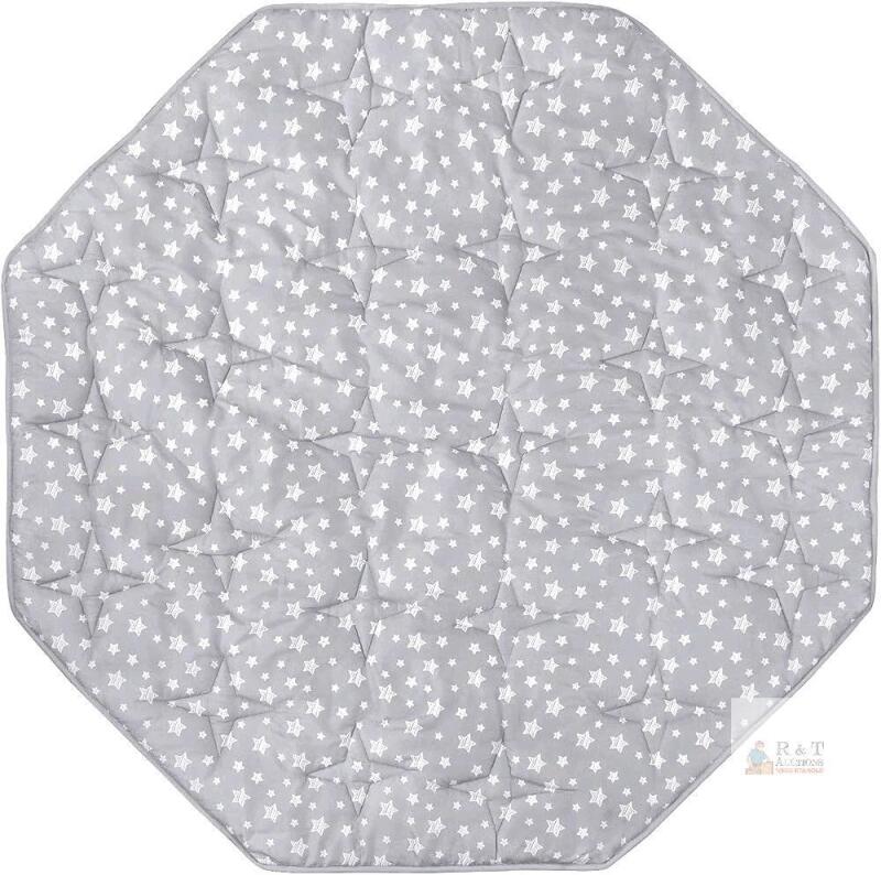 New Moonsea Octagon Playpen Mat, Grey Star Pattern, Non Slip 8 Panel Toddler Play Mat, Fits Regalo Extra Large Play Yard, Grey Star Octagon Playard Pad