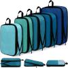 New 5 Pack Compression Packing Cubes for Travel Space Saving Cubes Luggage Organizer for Suitcase (Blue,Mixed)