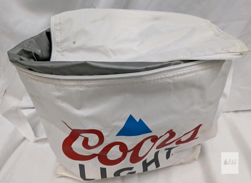 Coors Light Soft Cooler Bag, 12 Quart Capacity, Insulated, White, Zipper Closure, 12x7x10 Inches