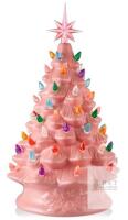 New Lakumu 16.5" Table Top Christmas Tree, Hand Painted Resin Christmas Tree with Lights, Pre-lit Xmas Tree Decor Lighted Tabletop Decoration with Multicolored LED Bulbs