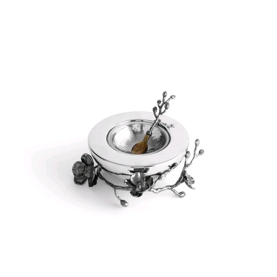 New Michael Aram Black Orchid Caviar Dish and Spoon