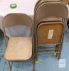 Beige Metal Folding Chairs with Vinyl Seat, Tennis Ball Feet, Stackable, 32" Tall