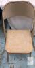 Beige Metal Folding Chairs with Vinyl Seat, Tennis Ball Feet, Stackable, 32" Tall - 2