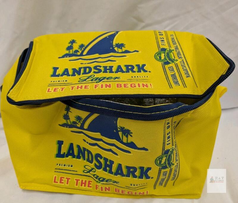 Landshark Lager Insulated Cooler Bag, 6-Can Capacity, Bright Yellow with Blue Graphics