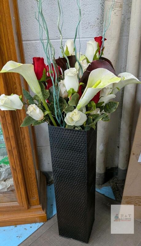 Elegant 4 ft Artificial Flower Arrangement with Black Hammered Vase