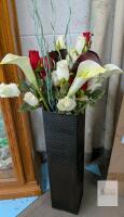 Elegant 4 ft Artificial Flower Arrangement with Black Hammered Vase