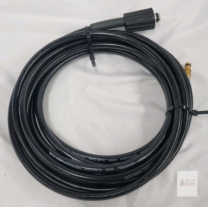 50 ft High-Pressure Washer Hose, 5800 PSI, 60&deg;C Max, Quick-Connect Fittings, Black
