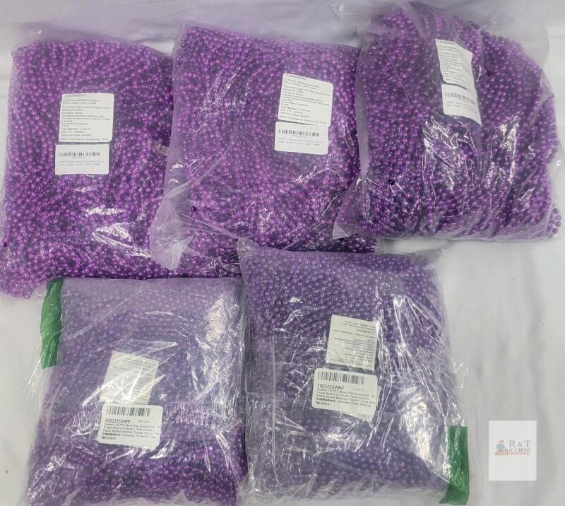 Bulk Packs of 220 Purple 33" 7mm Mardi Gras Bead Necklaces