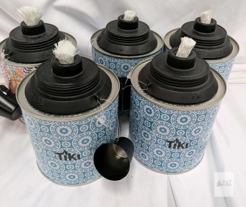 TIKI Refillable Tabletop Torches, 4.25" Diameter x 4" Height, 6 oz Capacity, Fiberglass Wick