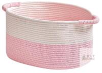 New R RUNKA Baby Toy Storage Basket -15"*10.2"*9.1"(White & Pink)