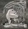 Clear Glass Paperweight with Hummingbird and Flowers Design, 3.75" x 4" x 1.5"