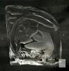 Clear Glass Paperweight with Hummingbird and Flowers Design, 3.75" x 4" x 1.5" - 2