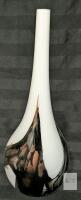 Hand-Blown Art Glass Bud Vase, 12" Tall, Metallic Black & Bronze Abstract Design, Modern Decor