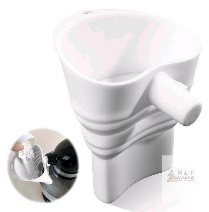 New Flour Funnel for Kitchen Aid Mixer, Kitchen Funnel for KSM150 5-Quart Tilt-Head Mixers，Flour & Egg Liquid are Easy to Pour，Dishwasher Safe(White)