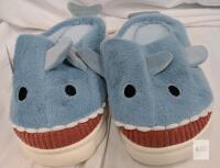 new KJG Shark Plush Slippers, US Men's 8-9, Light Blue, Soft Plush, Anti-Slip Sole