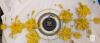 Large Yellow Metal Floral Wall Clock &ndash; 34" Wide, Analog Quartz, Decorative 3D Flower Design