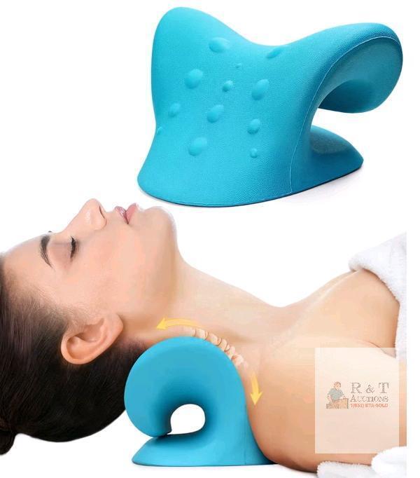 New Neck and Shoulder Relaxer Traction Pillow for Muscle Relax Neck Pillow Neck Stretcher (Blue)