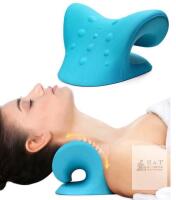 New Neck and Shoulder Relaxer Traction Pillow for Muscle Relax Neck Pillow Neck Stretcher (Blue)