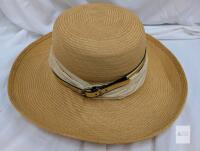 Maya Neumann Marlene Dietrich Style Hat, Natural Straw, 4.3" Brim, Adjustable 22.8" Circumference