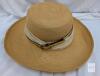Maya Neumann Marlene Dietrich Style Hat, Natural Straw, 4.3" Brim, Adjustable 22.8" Circumference