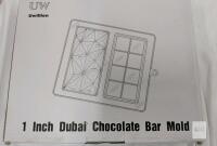 Uwillion 1 Inch Dubai Chocolate Bar Mold, 2-Pack, 100% Silicone, 8 Cavities, Dishwasher Safe