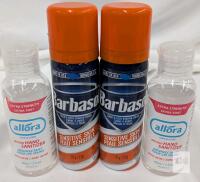 Barbasol Sensitive Skin 2oz Shaving Cream (2) + Allora Hand Sanitizer 2oz 72% Alcohol (2)