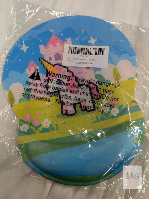 Ergonomic Mouse Pad with Wrist Rest, Pixel Art Unicorn Design, Non-Slip Base, Waterproof Surface