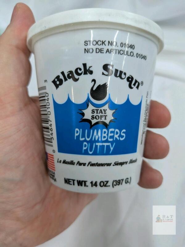 Black Swan Stay Soft Plumber&rsquo;s Putty 14 oz Tub, Stock No. 01040, Meets TT-P-1536A, USA Made