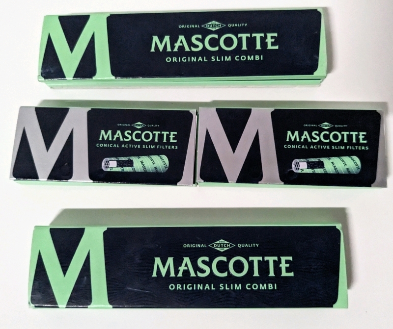 New MASCOTTE European Rolling Papers & Slim Filters (2ea Original Slim Combi & Conical Active Slim Filters)