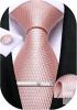New DiBanGu Men's Blush Pink Ties Wedding Plain Necktie Pocket Square Cufflink Tie Clip Set