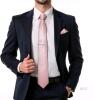 New DiBanGu Men's Blush Pink Ties Wedding Plain Necktie Pocket Square Cufflink Tie Clip Set - 2