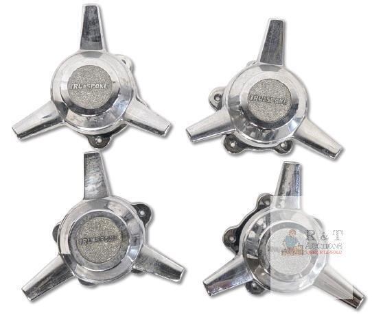 WOW! Rare Vintage 1960's TRUESPOKE Wheel Knockoff SPINNERS / Mounts in Good Condition