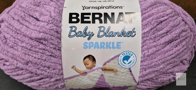 Bernat Baby Blanket Sparkle Yarn, Planetary Purple, Super Bulky, 10.5oz/220yds, 100% Polyester