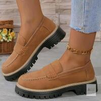 New Size 38 (6.5) Women's Chunky Penny Loafer Lug Sole Comfort Slip On Work & Casual Shoes