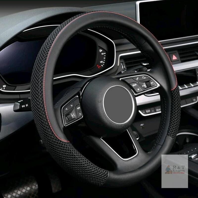 New KAFEEK Steering Wheel Cover, Universal 15 inch, Microfiber Leather Viscose, Breathable, Anti-Slip,Warm in Winter and Cool in Summer, Black