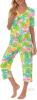 New Size 3XL Women's Pajama Sets V-Neck Short Sleeve Top and Capri Pants with Pockets Sleepwear Set Two Piece PJS