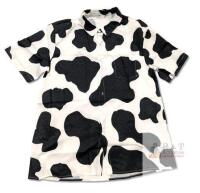 New Size LG Men's Lightweight Woven Hawaiian-Style Cow Print Button-Up Shirt