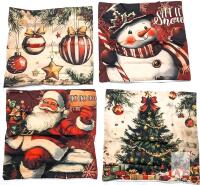 4 New Christmas Throw Pillow Covers, Zippered 17" &times; 16.5"