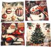 4 New Christmas Throw Pillow Covers, Zippered 17" &times; 16.5"