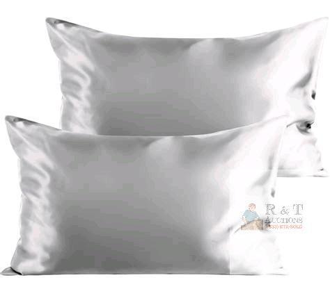 New 2pc Satin Pillowcase Slipcovers Grey Silver, 20" &times; 29.5"