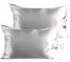 New 2pc Satin Pillowcase Slipcovers Grey Silver, 20" &times; 29.5"