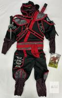 NEW Adventure Factory Ninja Costume Set Kids Size 5-6 w/ Hood, Belt & Toy Weapons (Unisex, 3+)