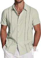 New Size MED Men's COOFANDY Cuban Guayabera Short Sleeve Button Down Summer Linen-Style Shirt