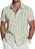 New Size MED Men's COOFANDY Cuban Guayabera Short Sleeve Button Down Summer Linen-Style Shirt
