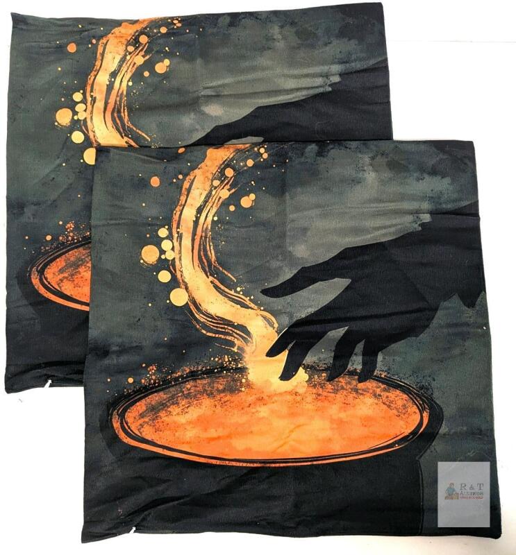 New 2pc Witch's Cauldron Goth Aesthetic Decorative Throw Pillow Covers, 17" &times; 17", Zipper Access