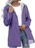 New Size MED Women's Waterproof Long Hooded Raincoats Hiking Travel Windbreaker Striped Lined Workout Coats With Pocket
