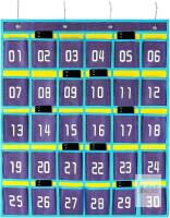 New Loghot Classroom Accessories Closet Pocket Chart for Cell Phones Holder Wall Door Hanging Organizer (30 Pockets Blue)
