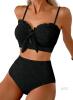 New Size XS Women's Herseas Seashell Textured Bikini Sets Knotted Front 2 Piece Swimsuits Ruffle Trim Bathing Suits