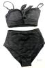 New Size XS Women's Herseas Seashell Textured Bikini Sets Knotted Front 2 Piece Swimsuits Ruffle Trim Bathing Suits - 3